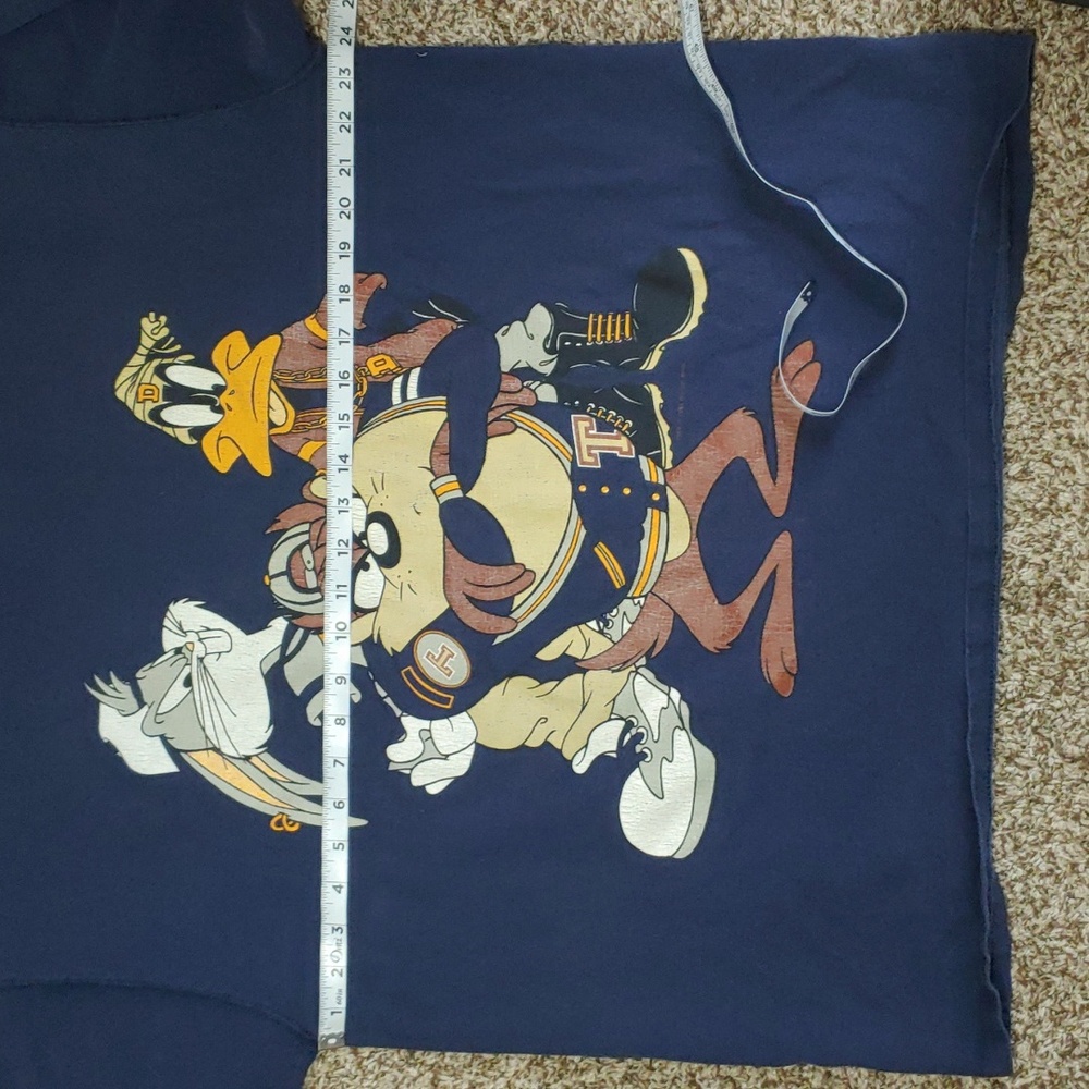 Vintage 90s Looney Tunes Football Shirt Navy Blue Unisex Size L - Picture 4 of 6